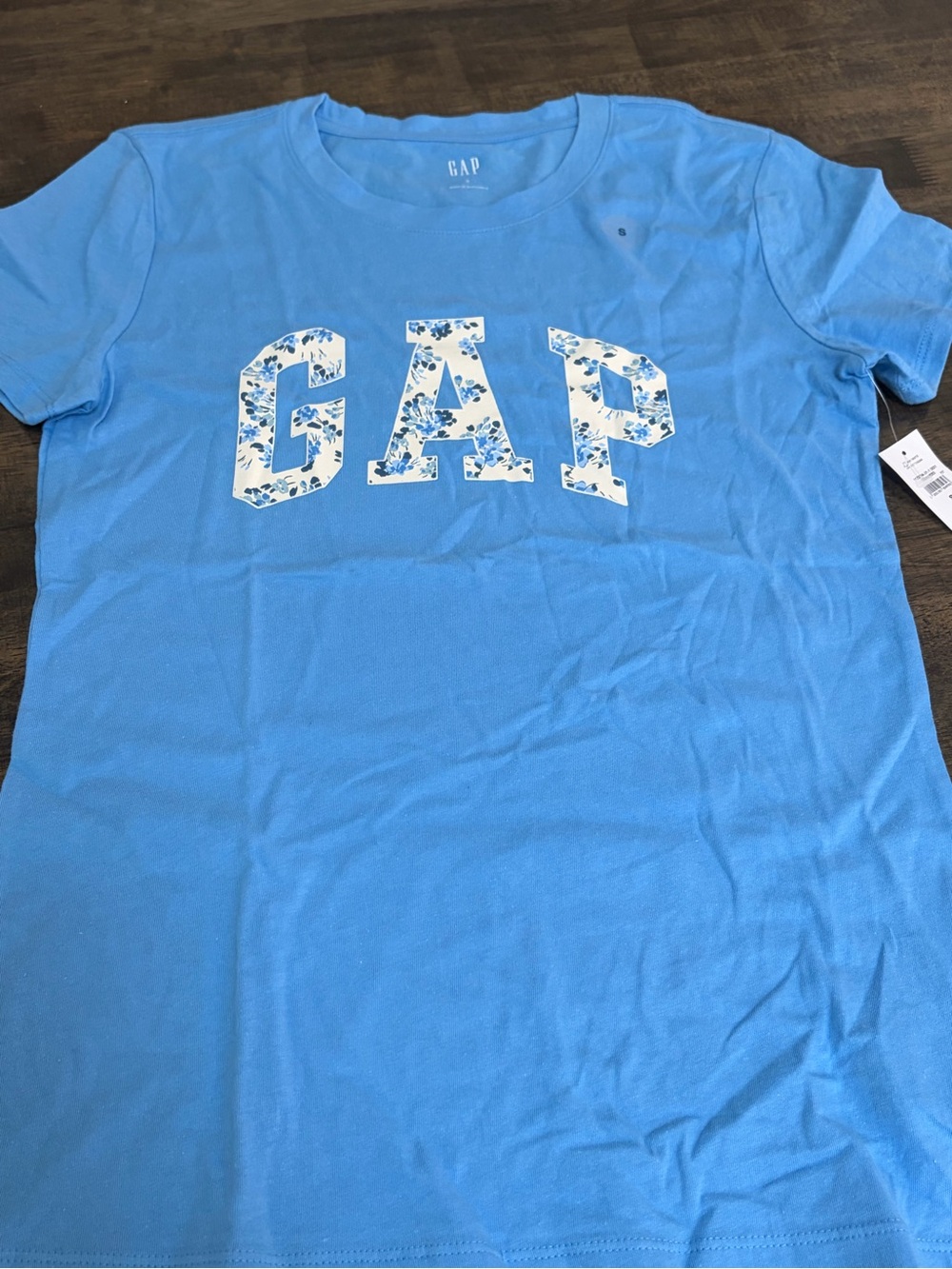 GAP Blue Short-Sleeve Tee with White Floral Logo